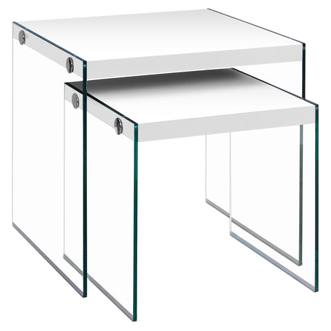 Image of Monarch Specialties Nesting Table, Set Of 2, Clear Tempered Glass I 3287 - Vip Game Room