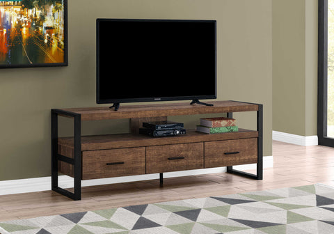 Image of Monarch Specialties Tv Stand, 60 Inch Brown Laminate I 2820 - Vip Game Room