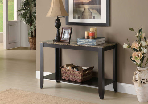 Image of Monarch Specialties Accent Table, Console, Brown Marble Look Laminate 7983S - Vip Game Room