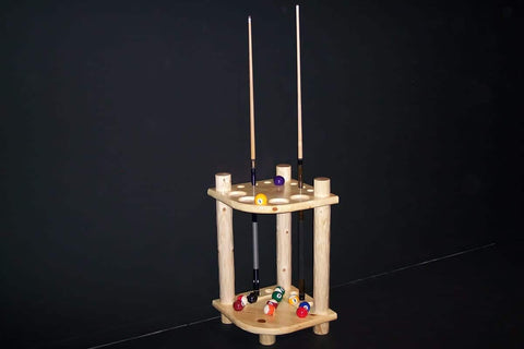 Image of Viking Log Pine Cue Corner Cue Rack Non-Stock 31"H x 25½"W x 21½"D - Vip Game Room