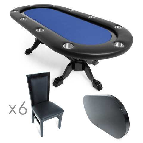 Image of BBO Elite 94" Poker Table & 6 Matching Dining Chairs - Vip Game Room