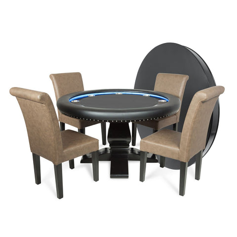 Image of BBO Ginza LED Round Poker Table with Round Dining Table - Vip Game Room
