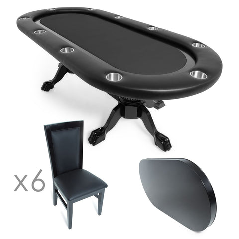 Image of BBO Elite 94" Poker Table & 6 Matching Dining Chairs - Vip Game Room
