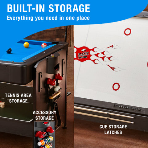 Image of Fat Cat Original 3-in-1 7' Pockey Multi-Game Table Blue - Vip Game Room