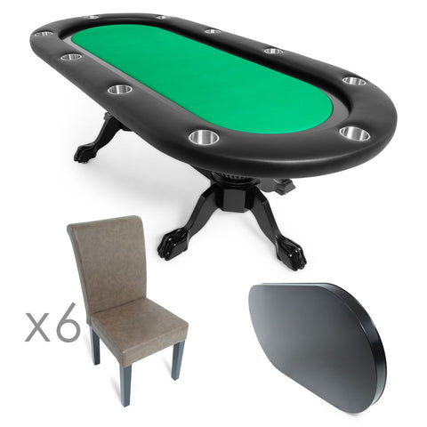 Image of BBO Elite 94" Poker Table & 6 Matching Dining Chairs - Vip Game Room