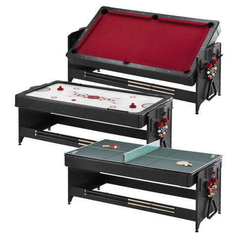 Image of Fat Cat Original 3-in-1 7' Pockey Multi-Game Table Red - Vip Game Room