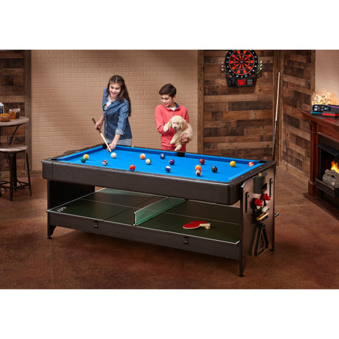 Image of Fat Cat Original 3-in-1 7' Pockey Multi-Game Table Blue - Vip Game Room