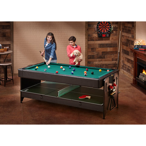 Image of Fat Cat Original 3-in-1 7' Pockey Multi-Game Table Green - Vip Game Room