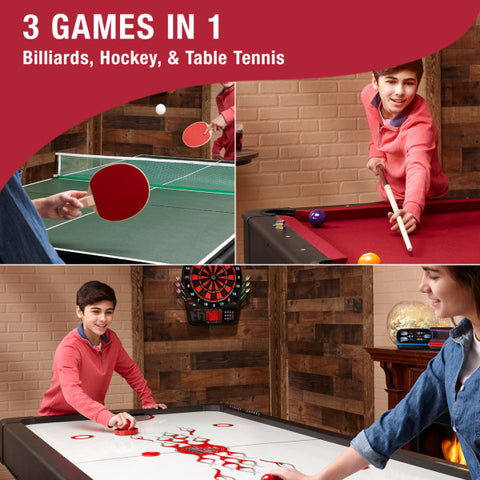 Image of Fat Cat Original 3-in-1 7' Pockey Multi-Game Table Red - Vip Game Room