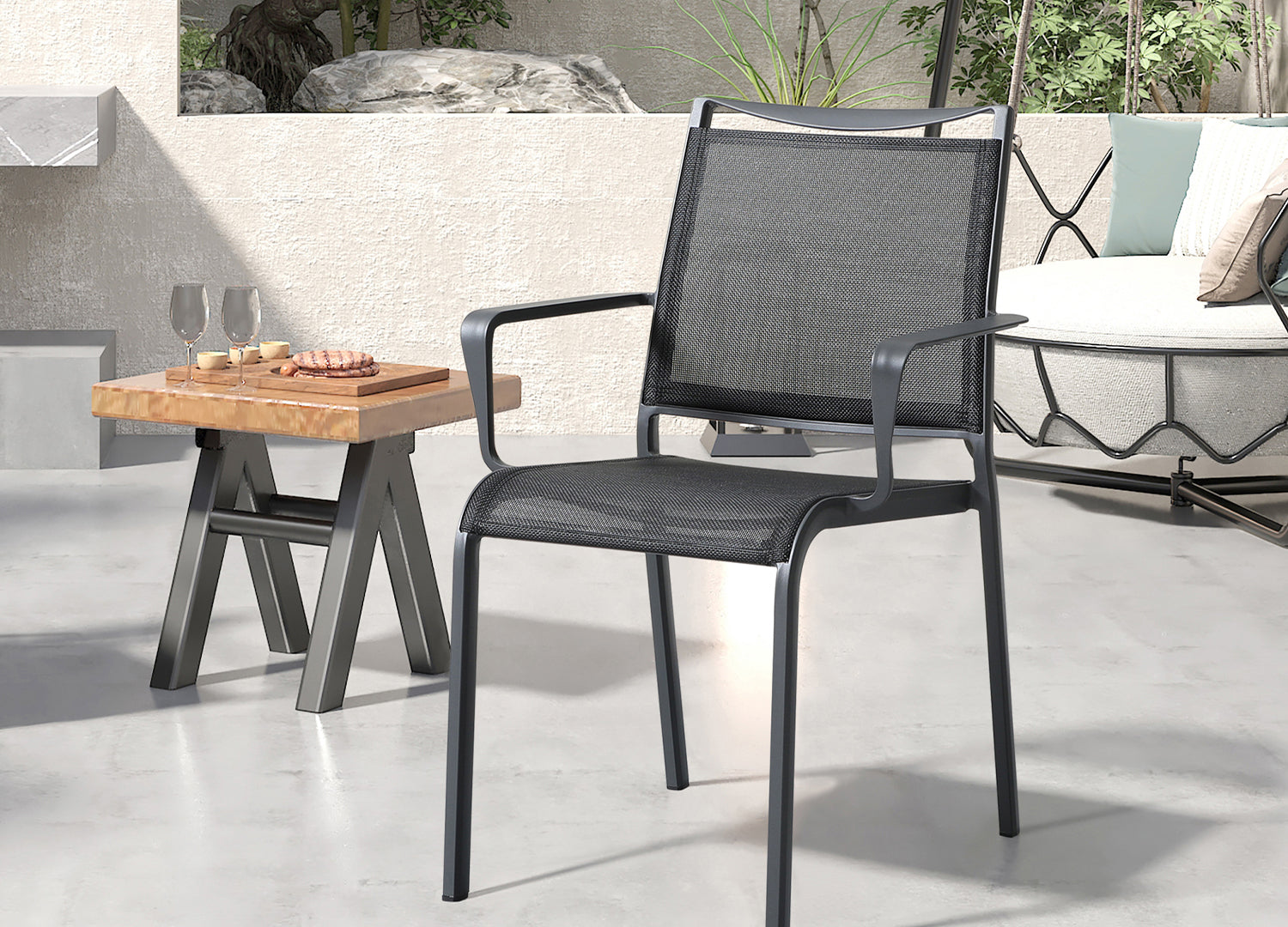 Whiteline Aloha Outdoor Dining Armchair DAC1566-GRY - Vip Game Room