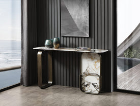 Whiteline Kora Console CO1884-WHT/BLK/GLD - Vip Game Room