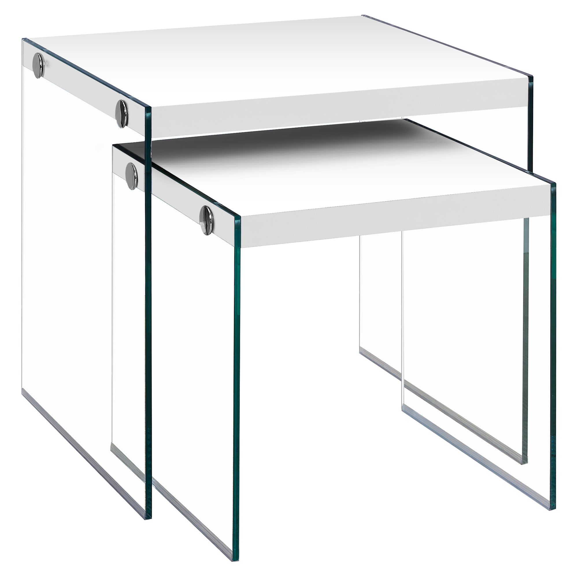 Monarch Specialties Nesting Table, Set Of 2, Clear Tempered Glass  I 3287 - Vip Game Room