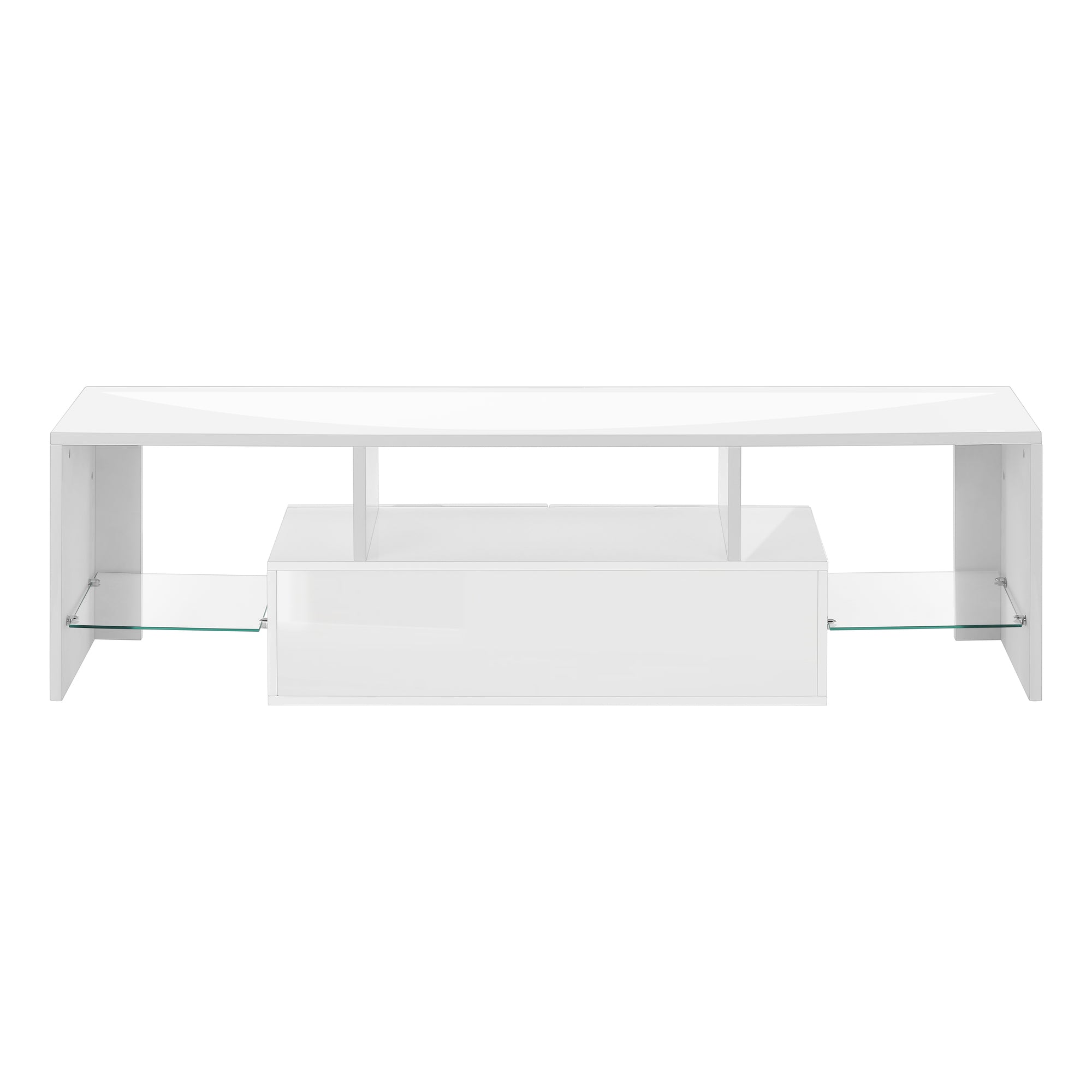 Monarch Specialties Tv Stand, 63 Inch Glossy White Laminate I 3548 - Vip Game Room