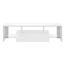 Monarch Specialties Tv Stand, 63 Inch Glossy White Laminate I 3548