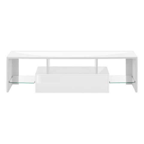 Image of Monarch Specialties Tv Stand, 63 Inch Glossy White Laminate I 3548