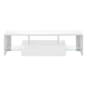 Monarch Specialties Tv Stand, 63 Inch Glossy White Laminate I 3548