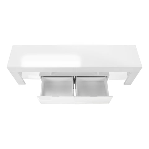 Image of Monarch Specialties Tv Stand, 63 Inch Glossy White Laminate I 3548