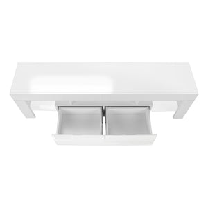 Monarch Specialties Tv Stand, 63 Inch Glossy White Laminate I 3548