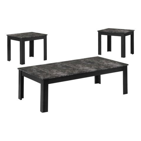 Image of Monarch Specialties Table Set, 3pcs Set Grey Marble Look Laminate I 7843P