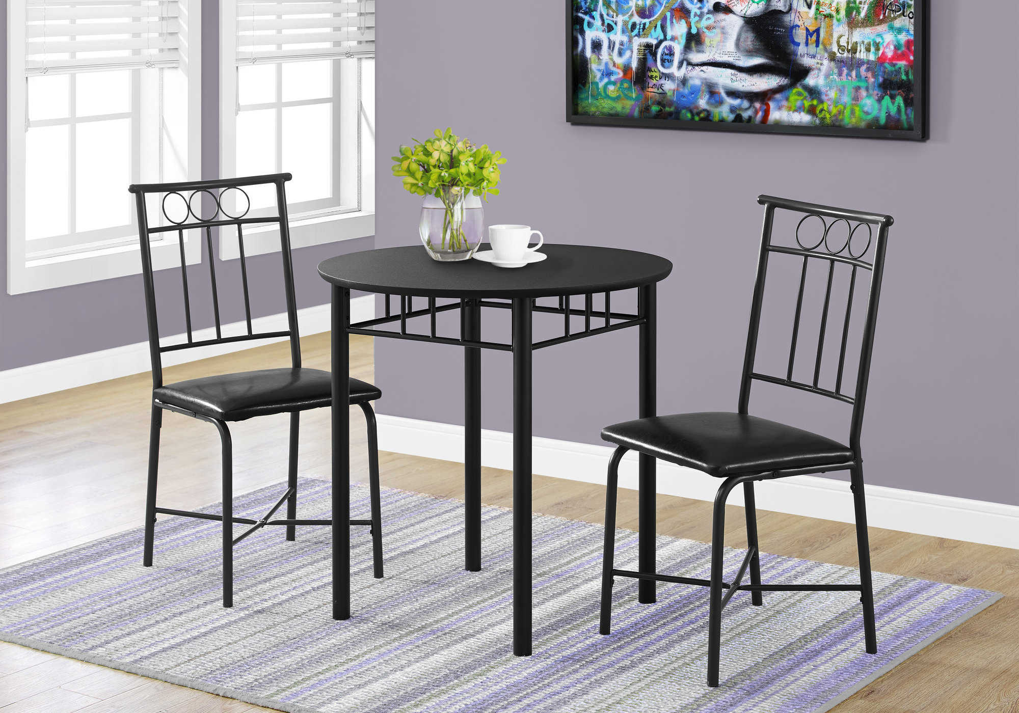 Monarch Specialties Dining Table Set, 3pcs Set, Small, 30" I 1013 - Vip Game Room