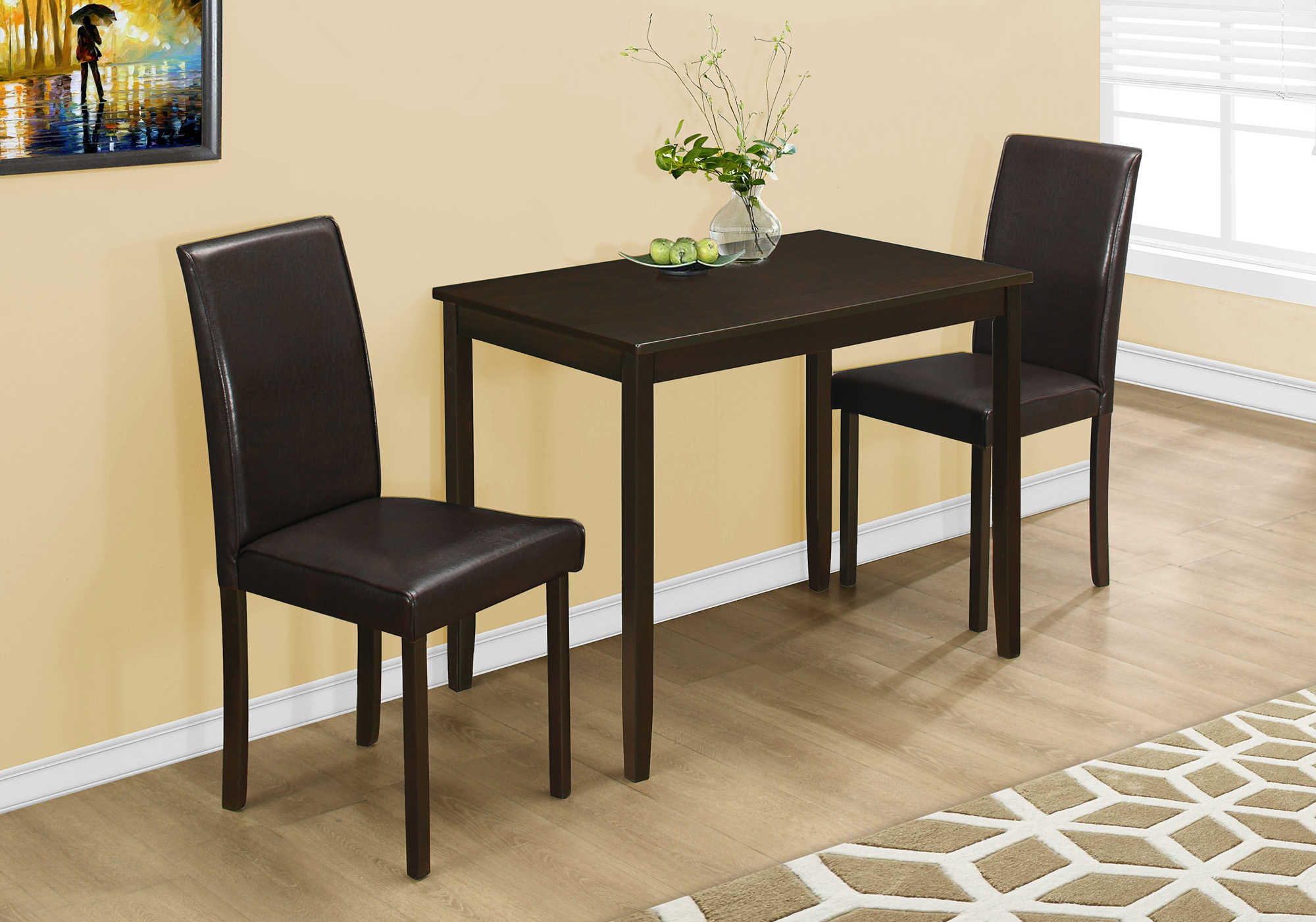 Monarch Specialties Dining Table Set, 3pcs Set, Small, 39" I 1015 - Vip Game Room
