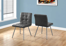 Monarch Specialties Dining Chair, Set Of 2, Leather Look, Chrome Metal - Vip Game Room