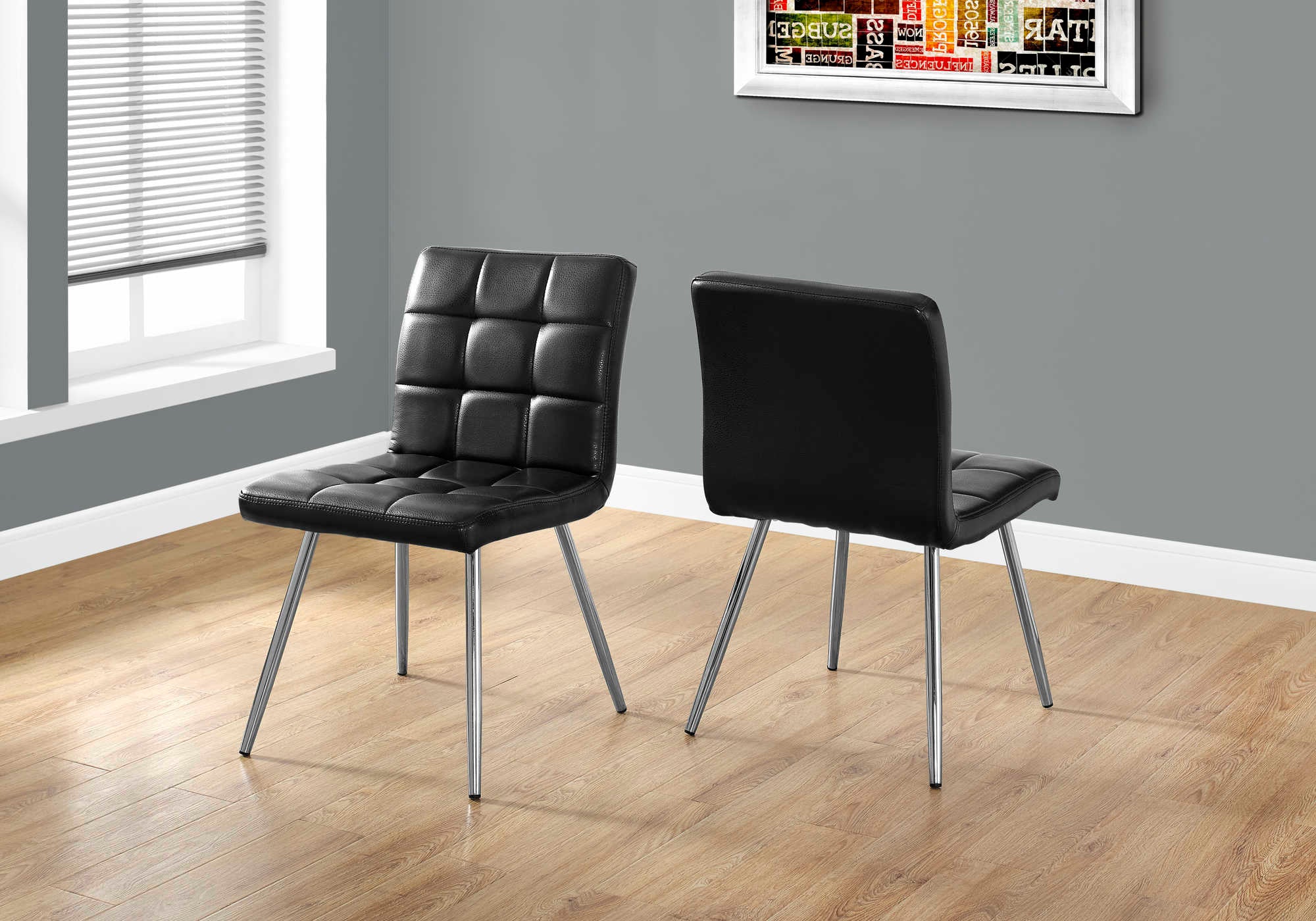 Monarch Specialties Dining Chair, Set Of 2, Leather Look, Chrome Metal - Vip Game Room