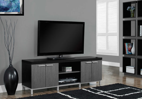 Image of Monarch Specialties Tv Stand, 60 Inch, Black And Grey Laminate I 2590