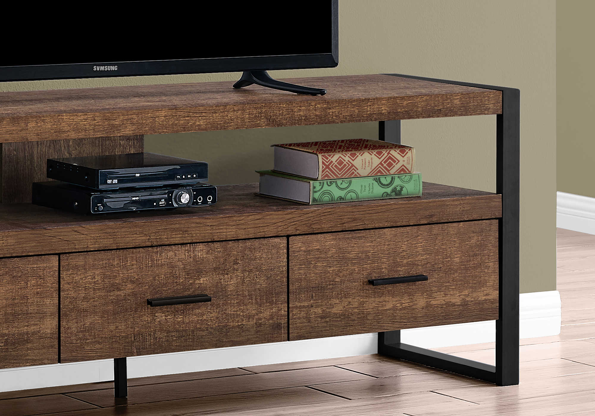 Monarch Specialties Tv Stand, 60 Inch Brown Laminate I 2820 - Vip Game Room