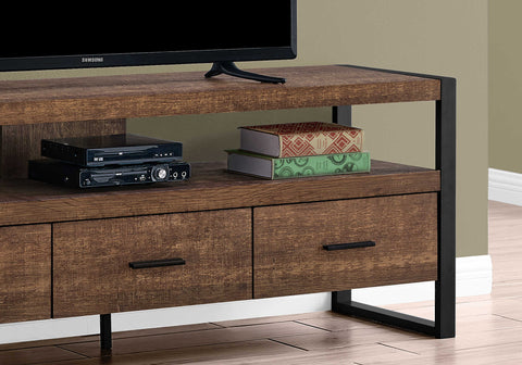 Image of Monarch Specialties Tv Stand, 60 Inch Brown Laminate I 2820