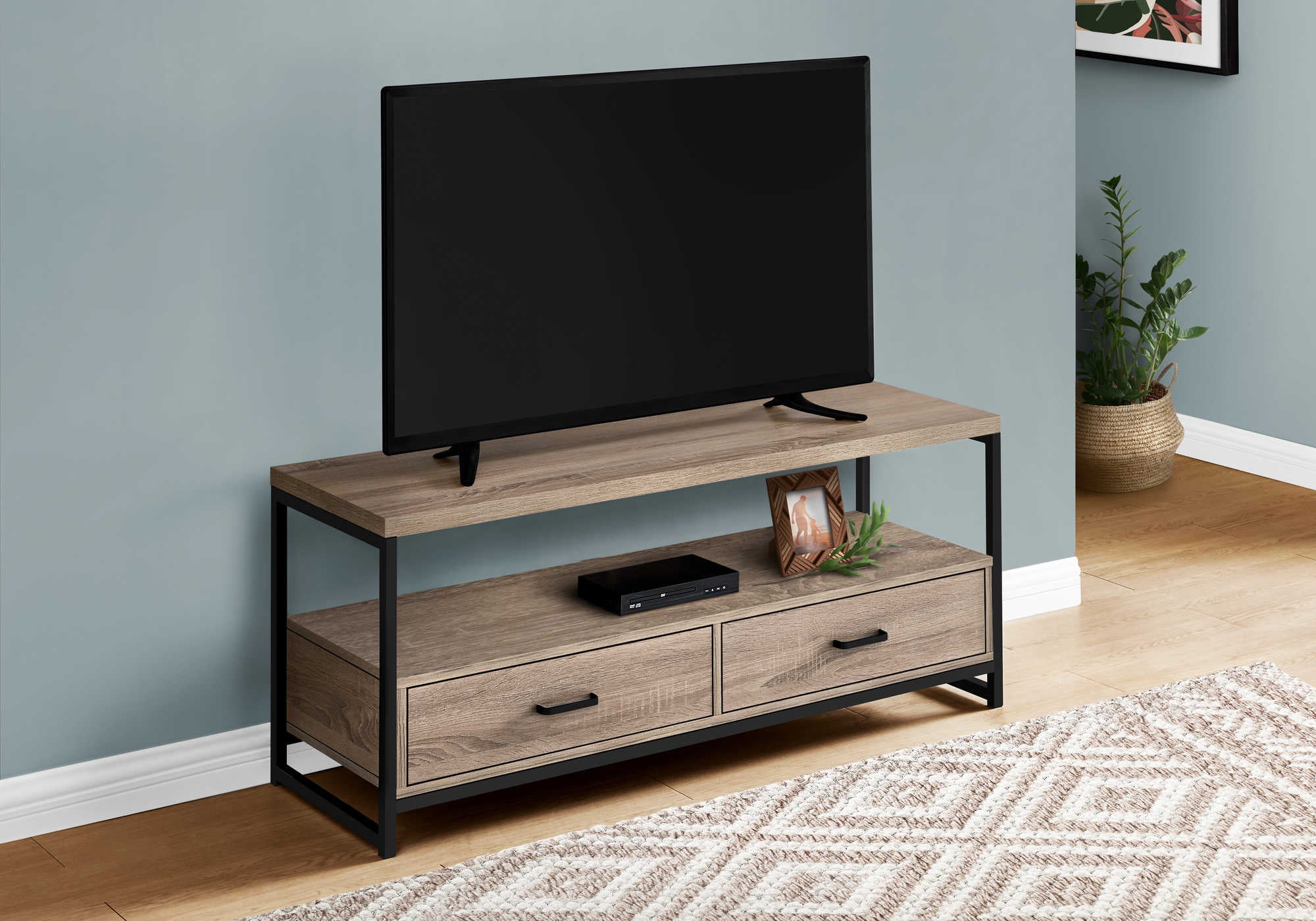 Monarch Specialties Tv Stand, 48 Inch, Brown Laminate I 2872 - Vip Game Room