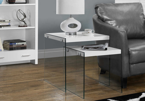 Image of Monarch Specialties Nesting Table, Set Of 2, Clear Tempered Glass  I 3287