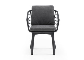 Whiteline Kassey Outdoor Dining Armchair DAC1835-DGRY - Vip Game Room