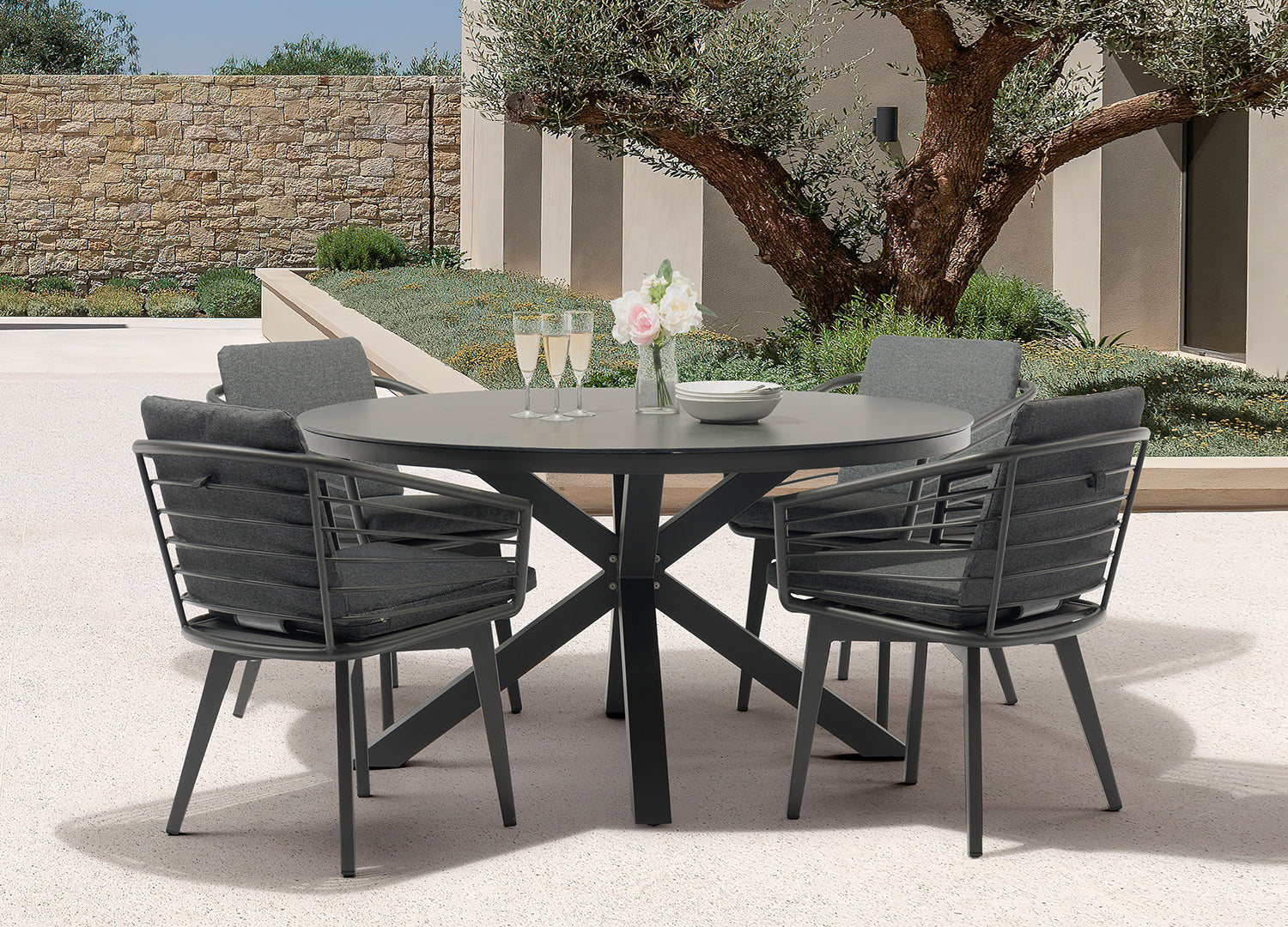 Whiteline Kassey Outdoor Dining Armchair DAC1835-DGRY - Vip Game Room