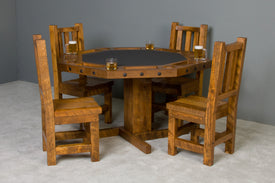 Viking Log Barnwood Poker Table w/ Reversible Top Stocked with Charcoal Felt (pg 53) (non-stock) 30"H x 53"W x 53"L - Vip Game Room