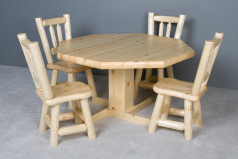 Image of Viking Log Log Poker Table w/ Reversible Top Stocked with Spruce Green Felt (non-stock) 30"H x 53"W x 53"L