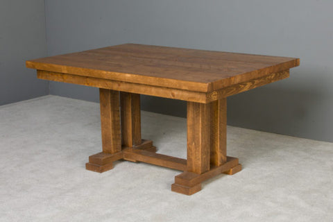 Image of Viking Log Barnwood Trestle Table Non-Stock