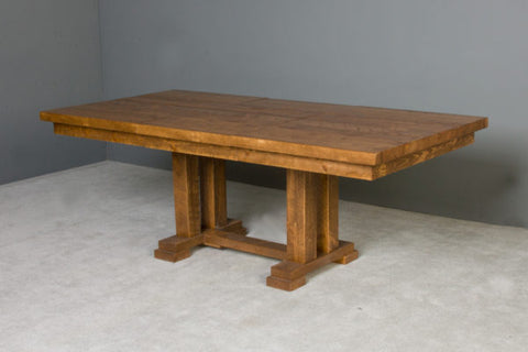 Image of Viking Log Barnwood Trestle Table Non-Stock