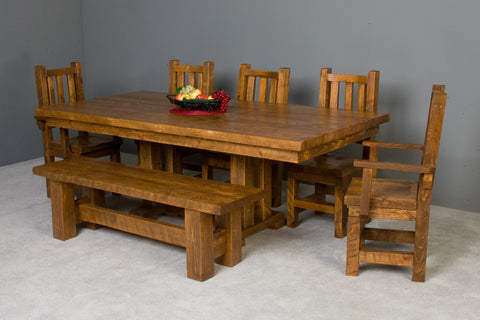 Image of Viking Log Barnwood Trestle Table Non-Stock