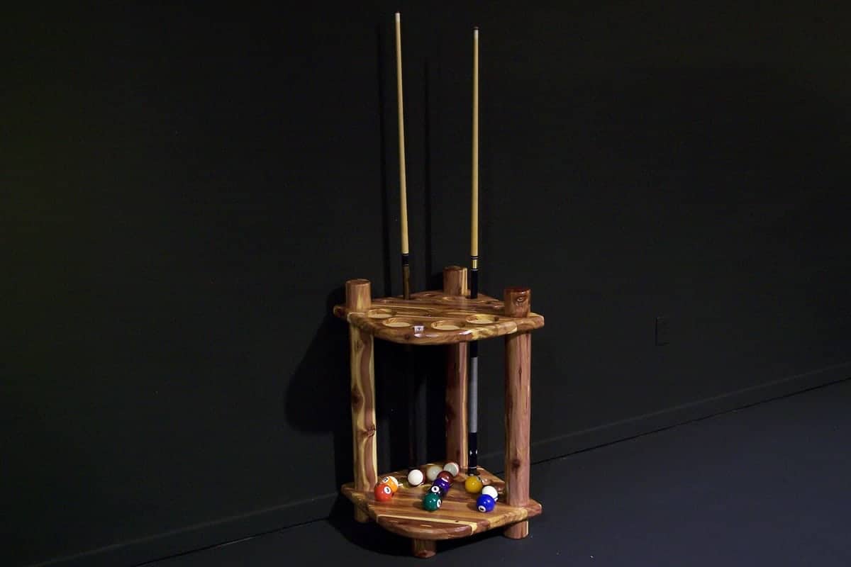 Viking Log Red Cedar Corner Cue Rack Non-Stock 31"H x 25½"W x 21½"D - Vip Game Room
