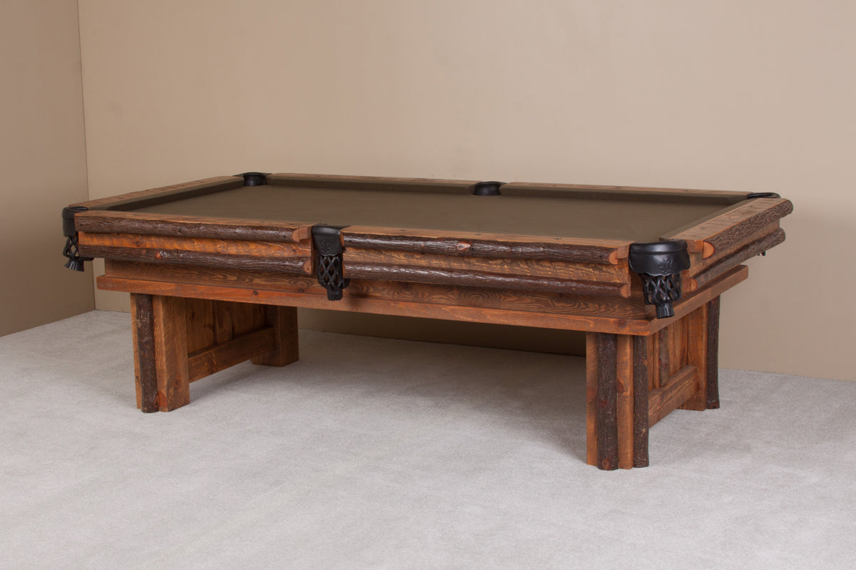 Viking Log Sawtooth Hickory Billiard Table Complete Billiard Table Non-Stock - Vip Game Room