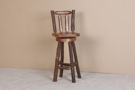 Viking Log Sawtooth Hickory Bar Stool Wood Seat Non-Stock - Vip Game Room