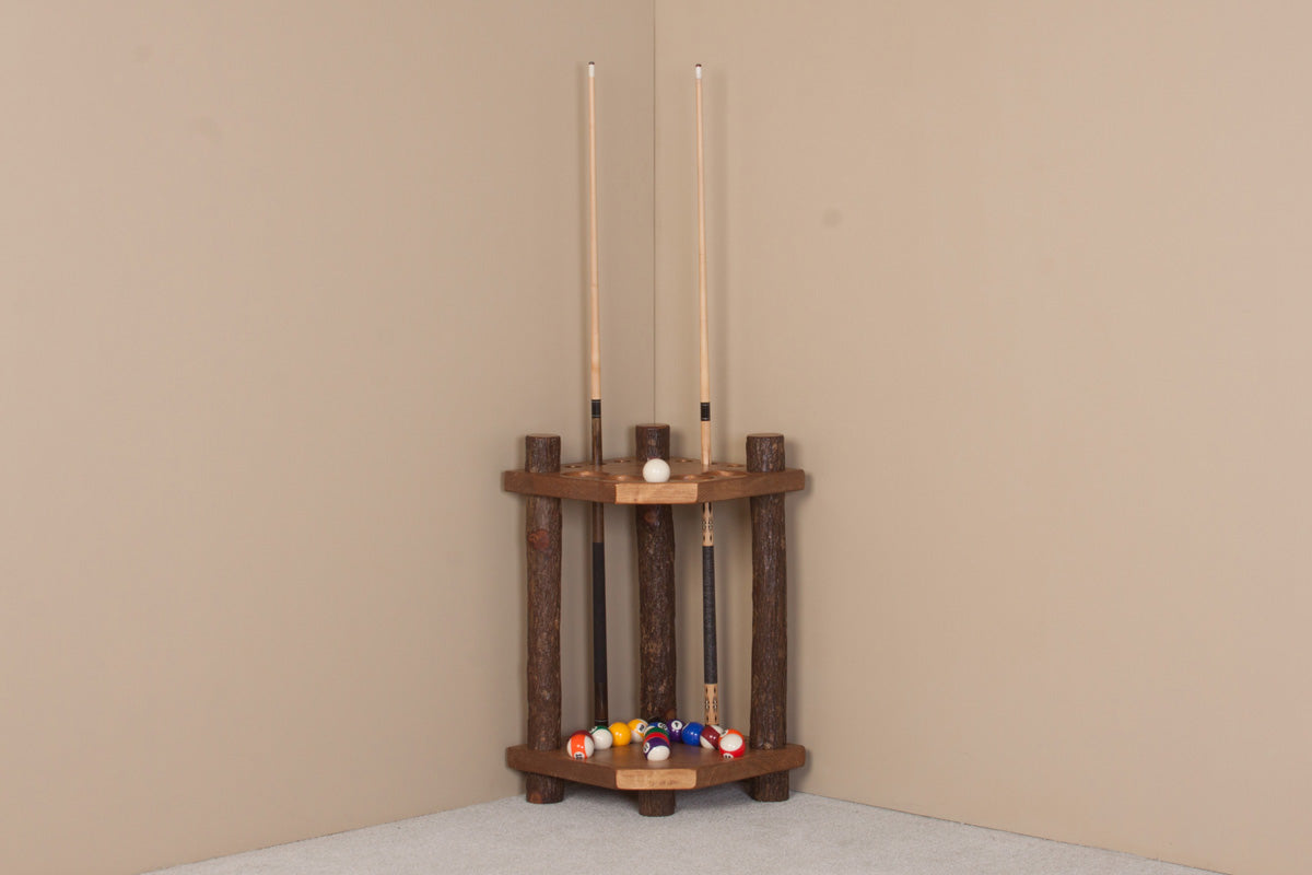Viking Log Sawtooth Hickory Corner Cue Rack Non-Stock 31"H x 25½"W x 21½"D - Vip Game Room
