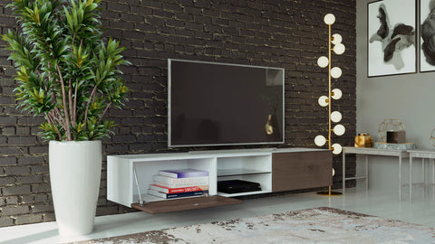 Image of Maxima House Floating 71 inch TV Stand VIGO glass with LED VIGO0128