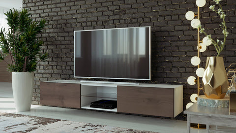 Image of Maxima House Floating 71 inch TV Stand VIGO glass with LED VIGO0128