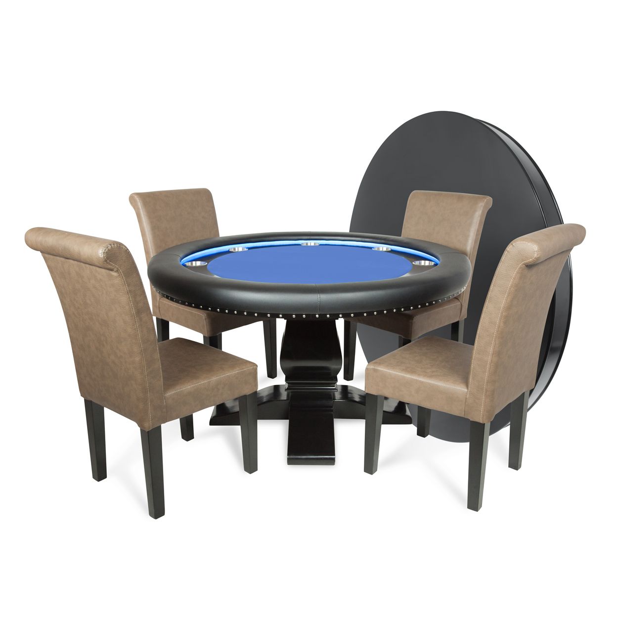 BBO Ginza LED Round Poker Table with Round Dining Table - Vip Game Room