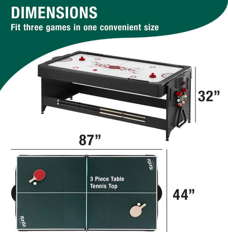 Image of Fat Cat Original 3-in-1 7' Pockey Multi-Game Table Green - Vip Game Room