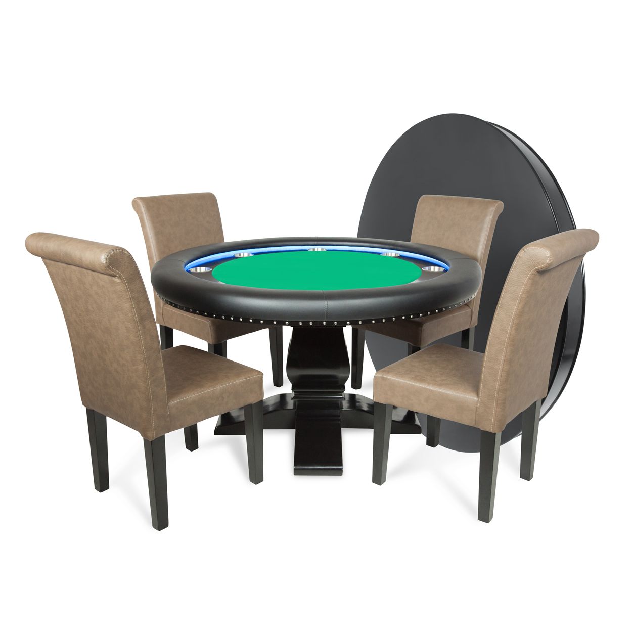BBO Ginza LED Round Poker Table with Round Dining Table - Vip Game Room