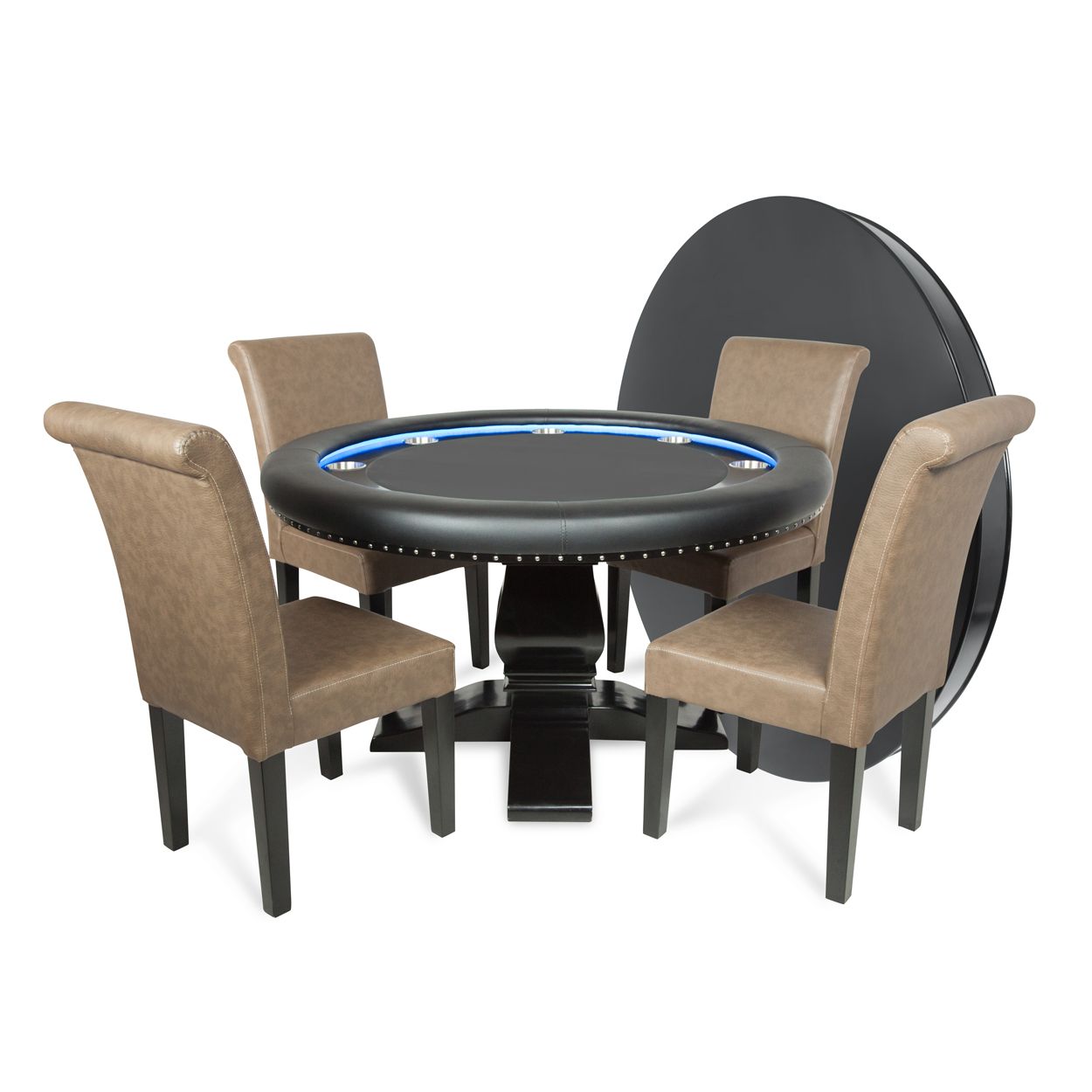 BBO Ginza LED Round Poker Table with Round Dining Table - Vip Game Room