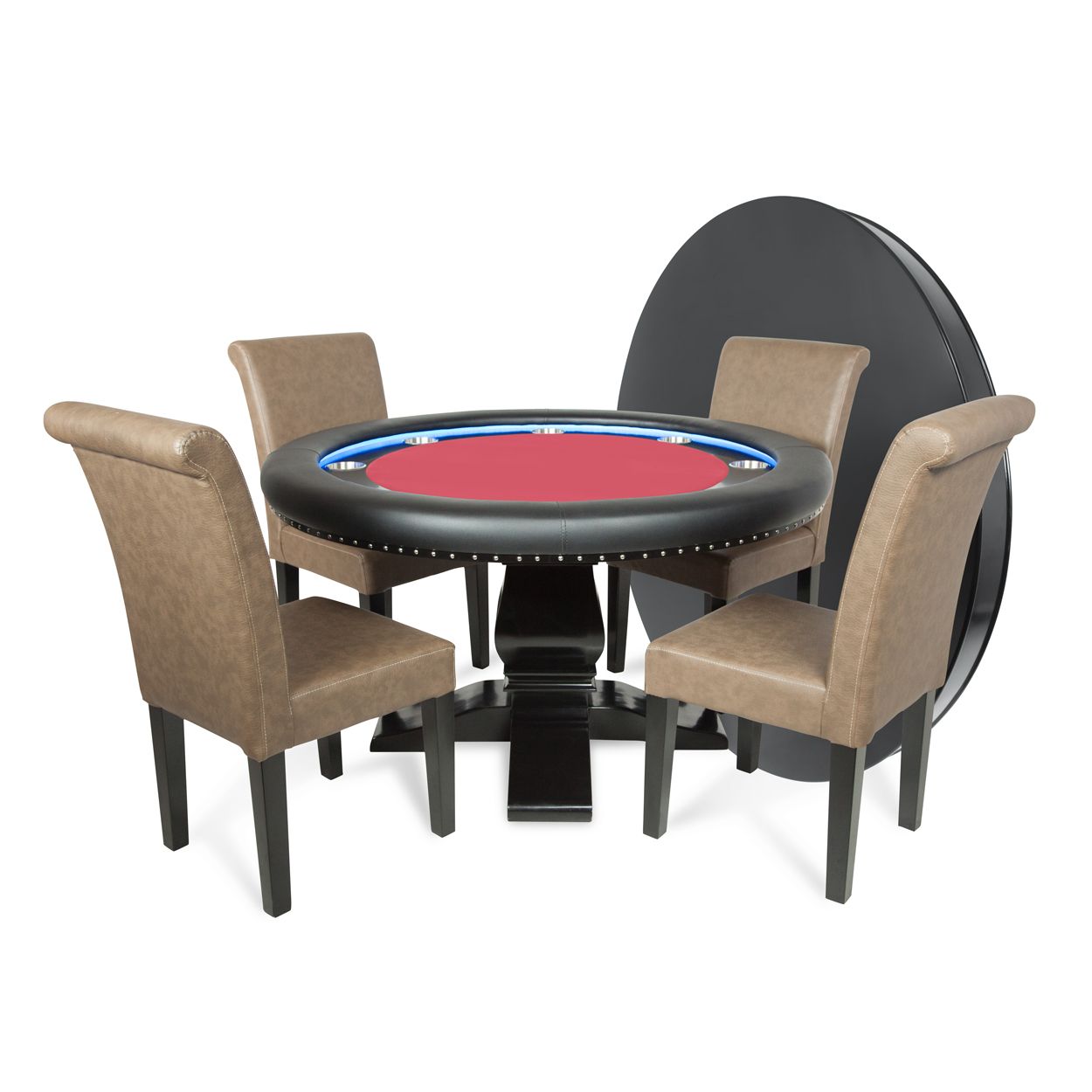 BBO Ginza LED Round Poker Table with Round Dining Table - Vip Game Room